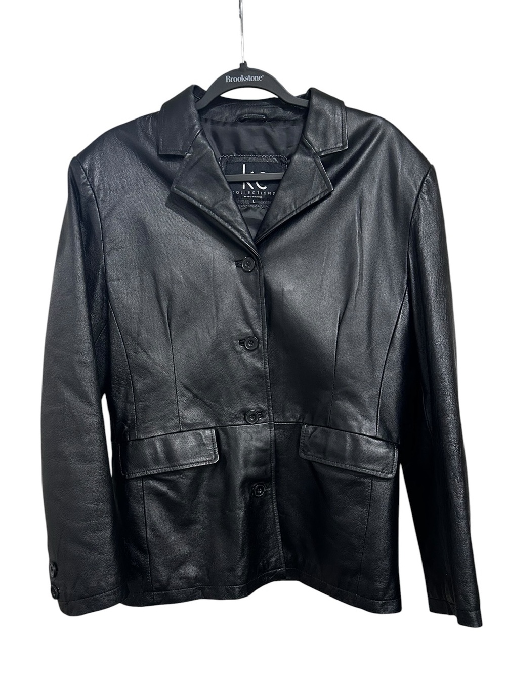 KC Collections Black Leather Jacket. Size large